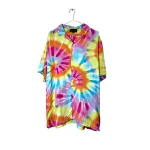 Vibrant Tie-Dye Button-Down Shirt